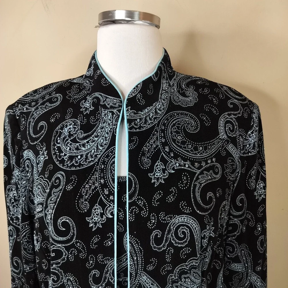 Alex Evenings‎ Jacket + Tank Set Paisley Floral Shimmer